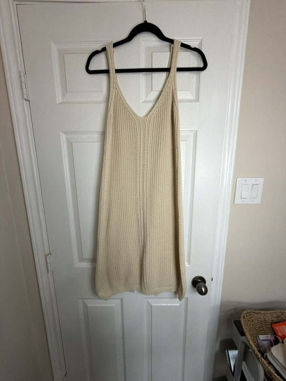 Elan Cream Knit Sleeveless Sweater Dress Size S
